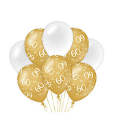 Ballonnen 60 Jaar Wit Goud 8st